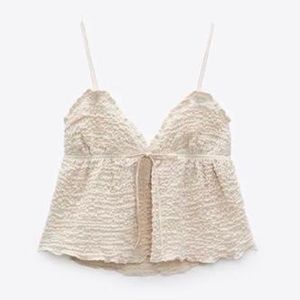 Zara Textured V-neck Babydoll Tank Top